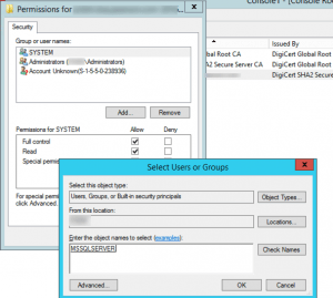 Grant SQL Server permission to access a private key