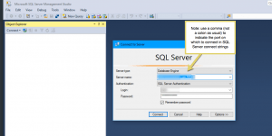 SQL Server connect strings use a comma, not a colon