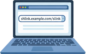 Shlink is a link shortener shown in a generated image of a laptop